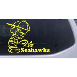 Yellow 20in X 15.6in    Pee on Seahawks Car Window Wall Laptop Decal 
