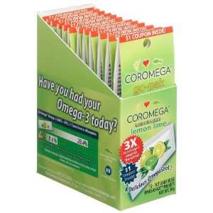  Coromega Omega 3 Fish Oil, Lemon Lime, 12 Packet Box 