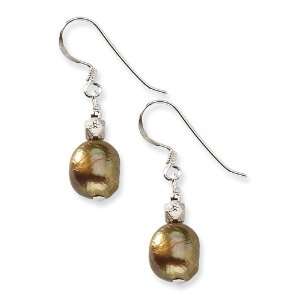  Sterling Silver Copper Freshwater Cultured Pearl Earrings 