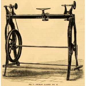  1881 Print Demas Lathe No 4 Metal Woodwork Antique Machine 