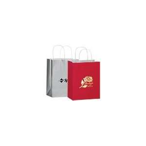   100 Paper Shopping Bags, Colored Gloss, Foil Stamp, 8 in. x 10 1/2 in