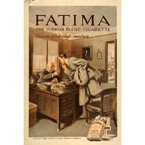 1915 Ad Fatima Turkish Cigarettes Business Office Desk   Original 