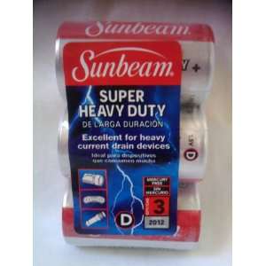  Sunbeam Super Heavy Duty D Batteries 3 pack Electronics