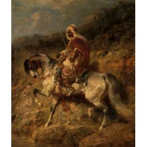 Hand Made Oil Reproduction   Adolf Schreyer   32 x 38 inches   An Arab 