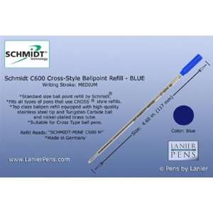  Schmidt C600 Cross Style Ball Point Refilll   Blue Medium 