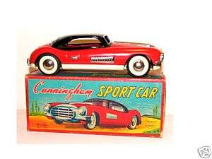 ASAHITOY Tin Friction 1960s CUNNINGHAM SPORT CAR w/ Box  
