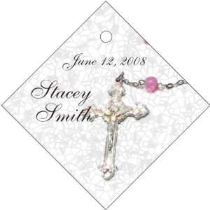 Wedding Favors Pink Rosary Design Diamond Shaped Personalized Thank 