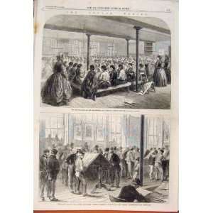  Cotton Famine Manchester Salford Mill School Print 1862 
