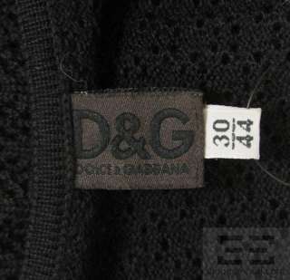 Dolce & Gabbana Black Wool Open Knit & Tan Trim LS Sweater Size 30 