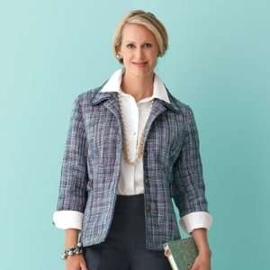  TravelSmith Womens Newport Boucle Jacket Blue XL 
