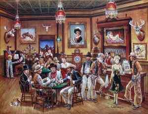 Lee Dubin Hand Signed Ltd Edition Lithograph WESTERN SALOON  
