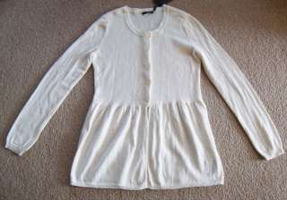 NWT DAISY FUENTES IVORY KNIT FACTOR SWEATER SIZE S $49.00  