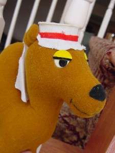 Vtg STUFFED toy Plush CAMEL w Sahara Desert flap Hat 8 old retro 