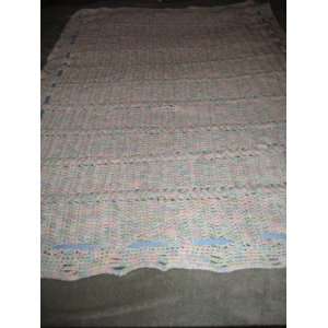   Handmade Crocheted Baby Blanket Afghan 52x34 