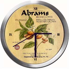  ABRAMS 14 Inch Coffee Metal Clock Quartz Movement Kitchen 