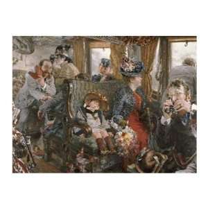 On The Train, Observed From Life Adolf Von Menzel. 20.00 inches by 15 