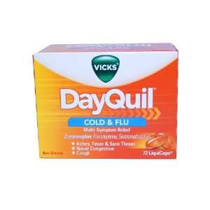  Vicks DayQuil Cold & Flu Relief LiquiCaps, 72 count Box 