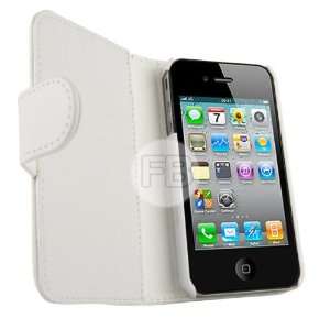 4G & iPhone 4S White Executive Specially Designed Leather Book Wallet 