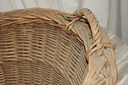   Vintage Wicker Basket Double Handles Laundry Basket Gathering Country