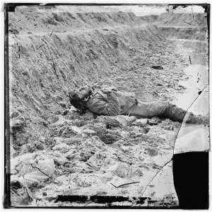  Petersburg,Virginia. Dead Confederate soldier in trenches 