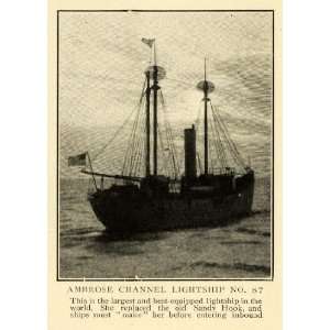  1909 Print Worlds Largest Ambrose Channel Lightship No. 87 