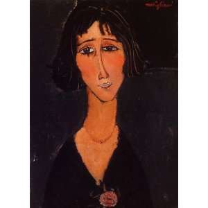   Girl Wearing a Rose Amedeo Modigliani Hand Painte