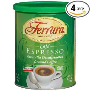 Ferrara Cafe Espresso Decaf Ground Coffee, 8.75 Ounce Cans (Pack of 4 