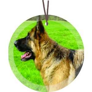  German Shepherd Dog Glass Round Christmas Tree Ornament Suncatcher 