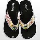 DAZZLING ALL RHINESTONE AB CONCHO SANDALS BLING FLIP FLOPS 7   8