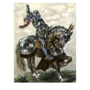  Knight on Horseback Shaking His Fist Defiantly, England 