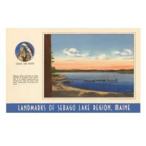  Landmarks of Sebago Lake Region, Maine Giclee Poster Print 