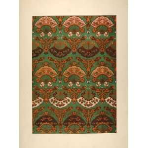  1883 Japanese Fabric Design Fukusa Chromolithograph 