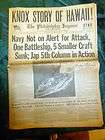 WII KNOX STORY OF HAWAII DECEMBER 16 1941 THE PHILADELPHIA INQUIRER