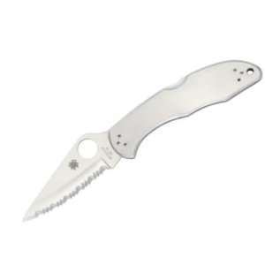 Spyderco Knives 11S Serrated Delica 4 Lockback Knife with Brushed 