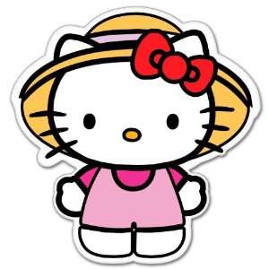  Hello Kitty straw hat cartoon sticker 4 x 4 Everything 