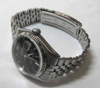 Rolex Oyster Perpetual Datejust 1601, Black Dial, SS Band  