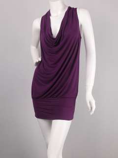 purple draped sleeveless banded hip mini dress tunic
