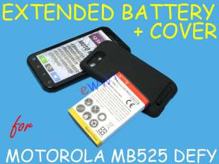 3200mAh Extended Battery +Cover for Motorola MB525 Defy  