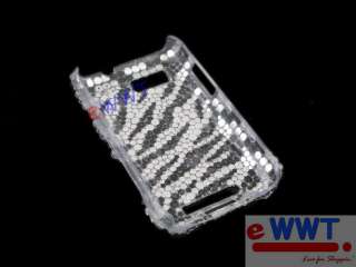 for Motorola MB525 Defy New Bling Rhinestone Back Cover Case Zebra 