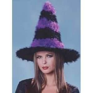  Womens Black Purple Cute Feather Marabou Witch Hat  New 