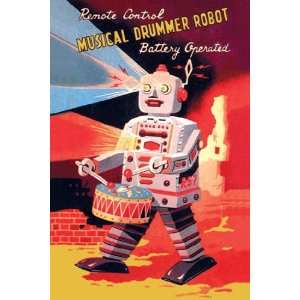  Musical Drummer Robot   Poster (12x18)