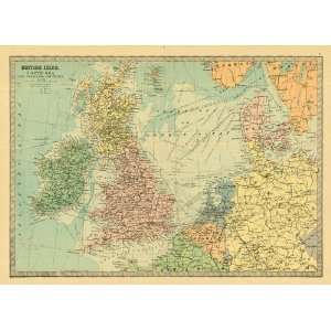  Bartholomew 1881 Antique Map of British Isles Kitchen 