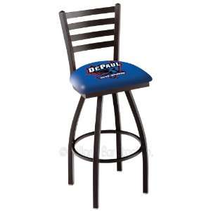 DePaul University 25 Inch Black Wrinkle Swivel Bar Stool with Ladder 