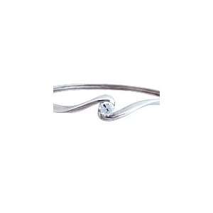  Cubic Zirconia Solitaire In Sterling Silver Bangle 