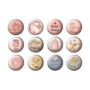  Vintage Baby Round Resin Stickers 12/Pkg Arts, Crafts 