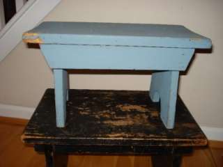 Up for sale is a robins egg blue distressed wooden step stool or bench 