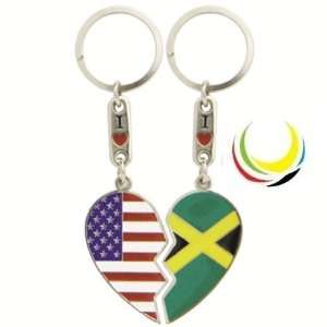  Keychain USA & JAMAICA HEART 