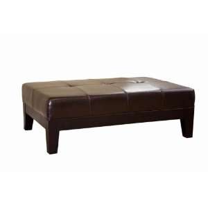   Dark Brown Large Full Leather Cocktail Ottoman