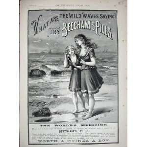  1887 Advertisment Beechams Pills Beach Ships Medicine 