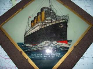 Original RMS Olympic Titanic Crystoleum Glass Plaque  